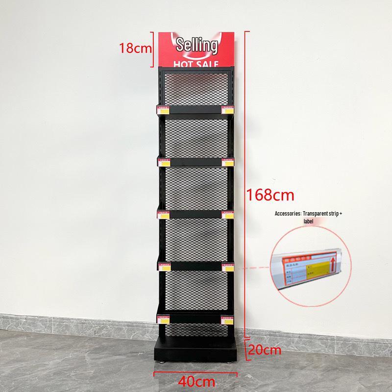 Kompaktní víceúrovňový stojan na svačiny a nápoje pro večerky