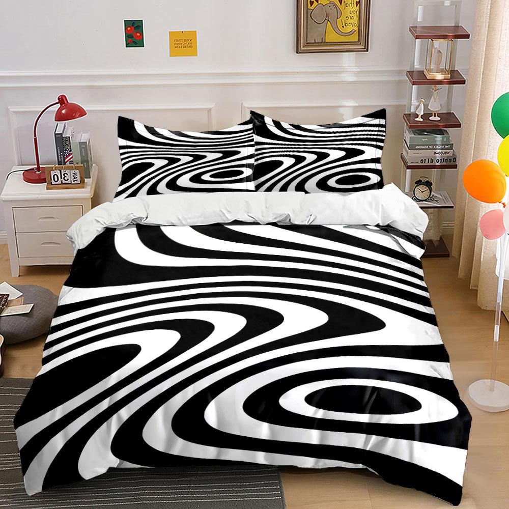 Black and White Swirl Pattern Bedding Duvet Cover Set Duvet Cover Pillowcases (1 * Duvet Cover 2 * Pillowcases, without duvet insert)