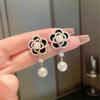 Camellia White Pearl Korean French Style Earrings for Women