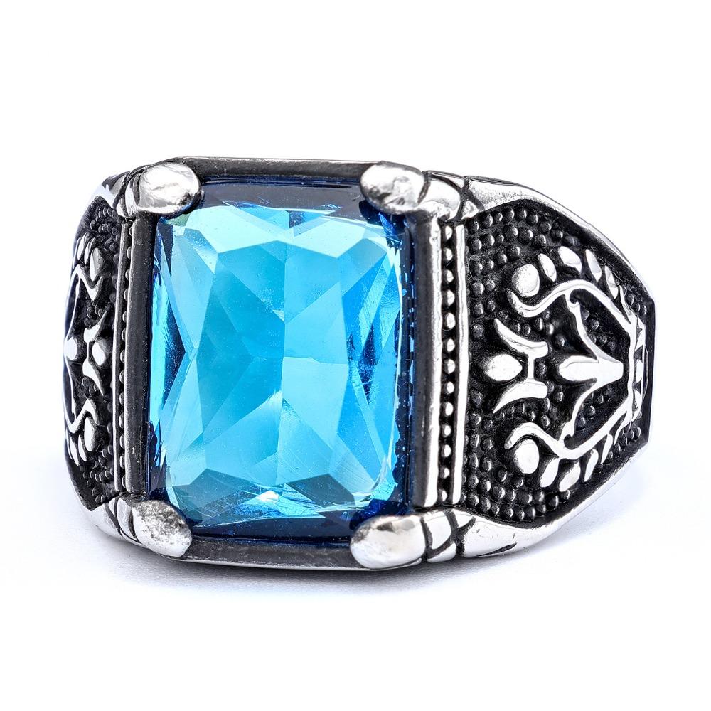 Nordic Vintage Tulip Gemstone Stackable Ring Titanium Steel Rust Free Fashion Jewelry