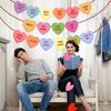 Valentine's Day Heart Banner Garland - Candy-Colored, Pre-Strung with Love Sayings for Anniversary, Wedding & Birthday Decorations