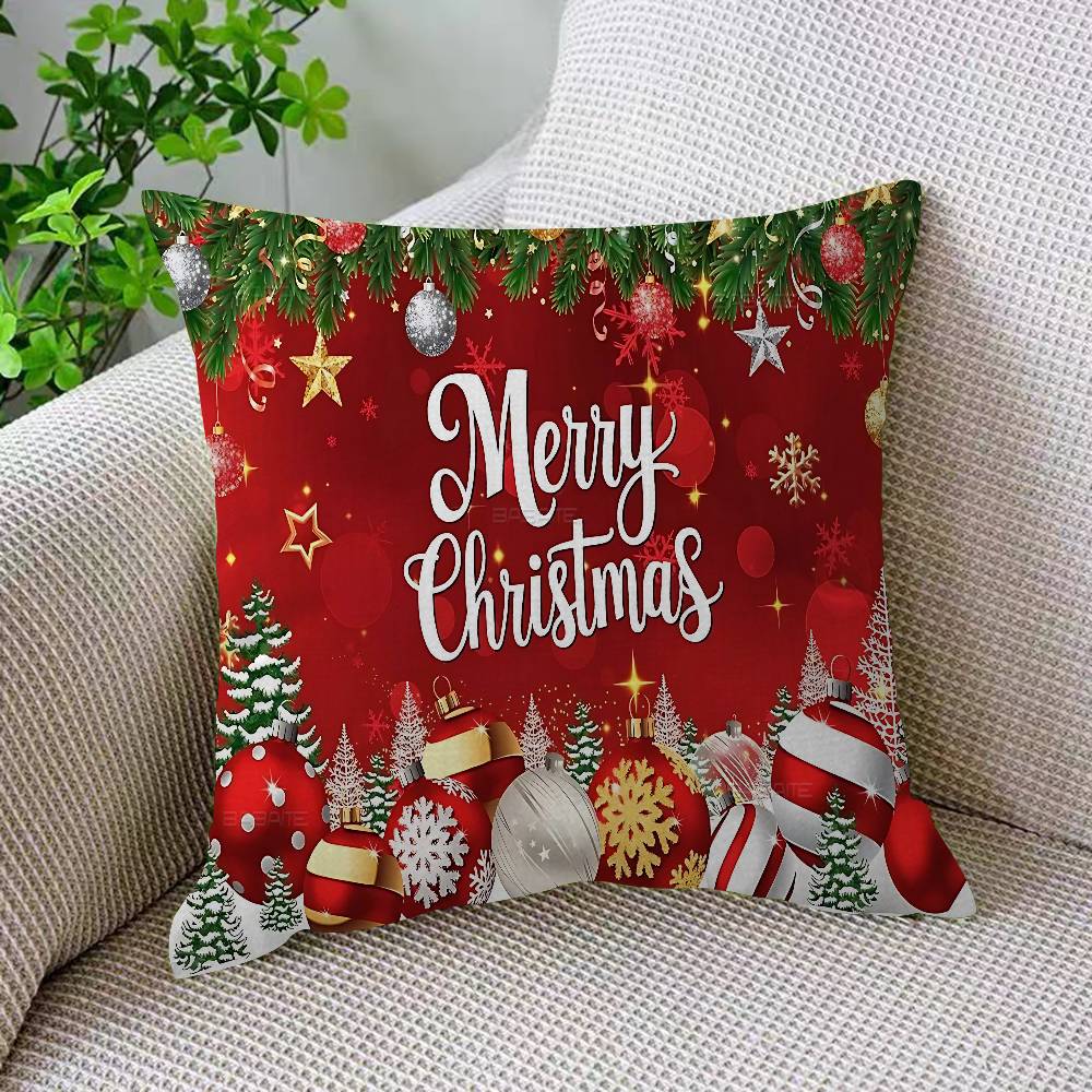 Poszewka na poduszkę Wesołych Świąt Poliester Poduszki na sofę Dekoracyjne poduszki rzucane Wystrój domu Poszewka na poduszkę