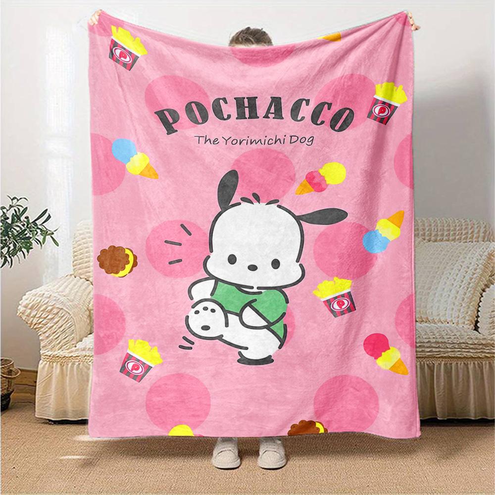 1pc Sanrio Pochacco1 Blanket, Gift, for Men and Women, Soft Blanket, Good for Sofa Bed Couch Travel, Lightweight Flannel Blanket