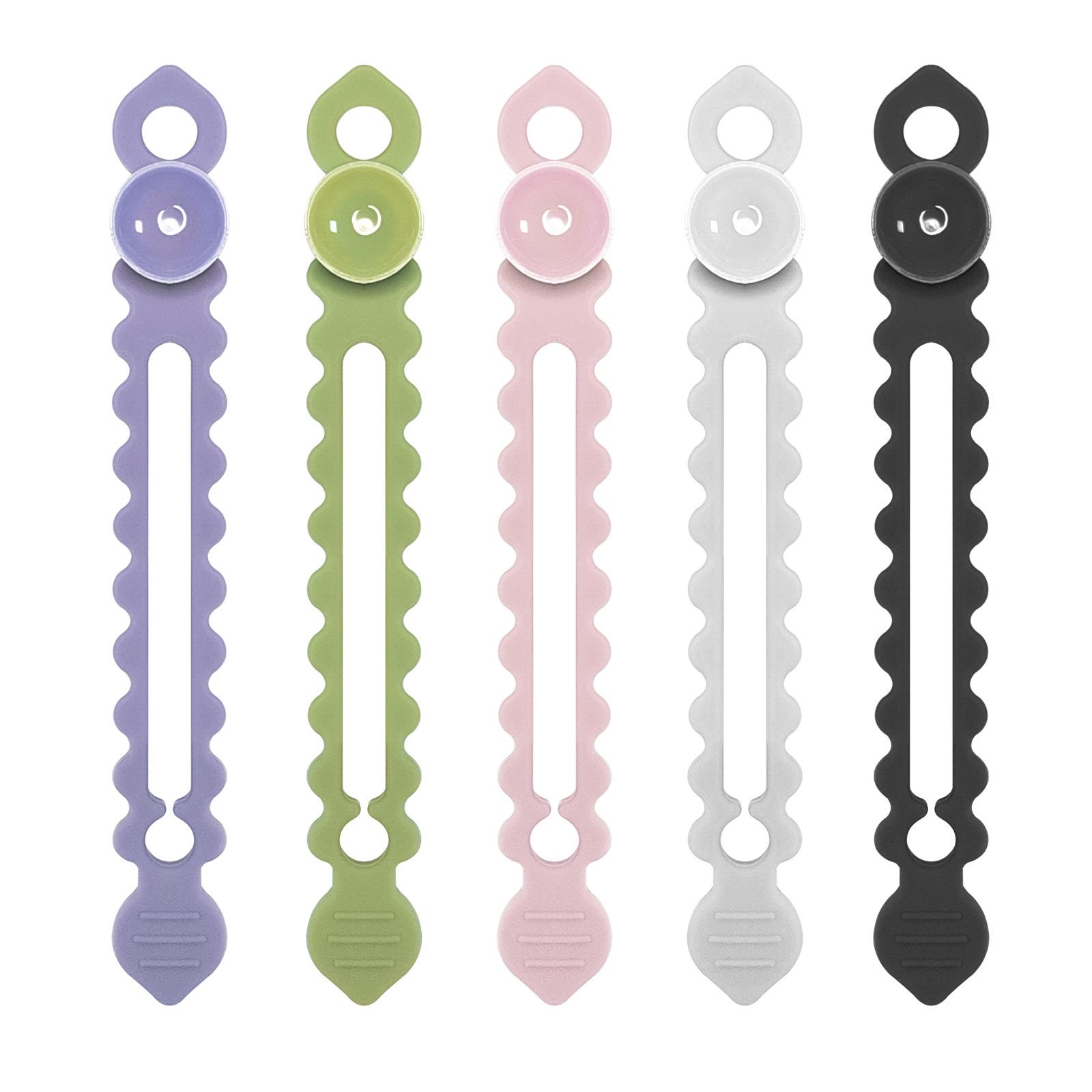 

1 Set Silicone Wall Mount Cable Winder with Suction Cups Feature Reusable Cord Organiser for Electronics Accessories