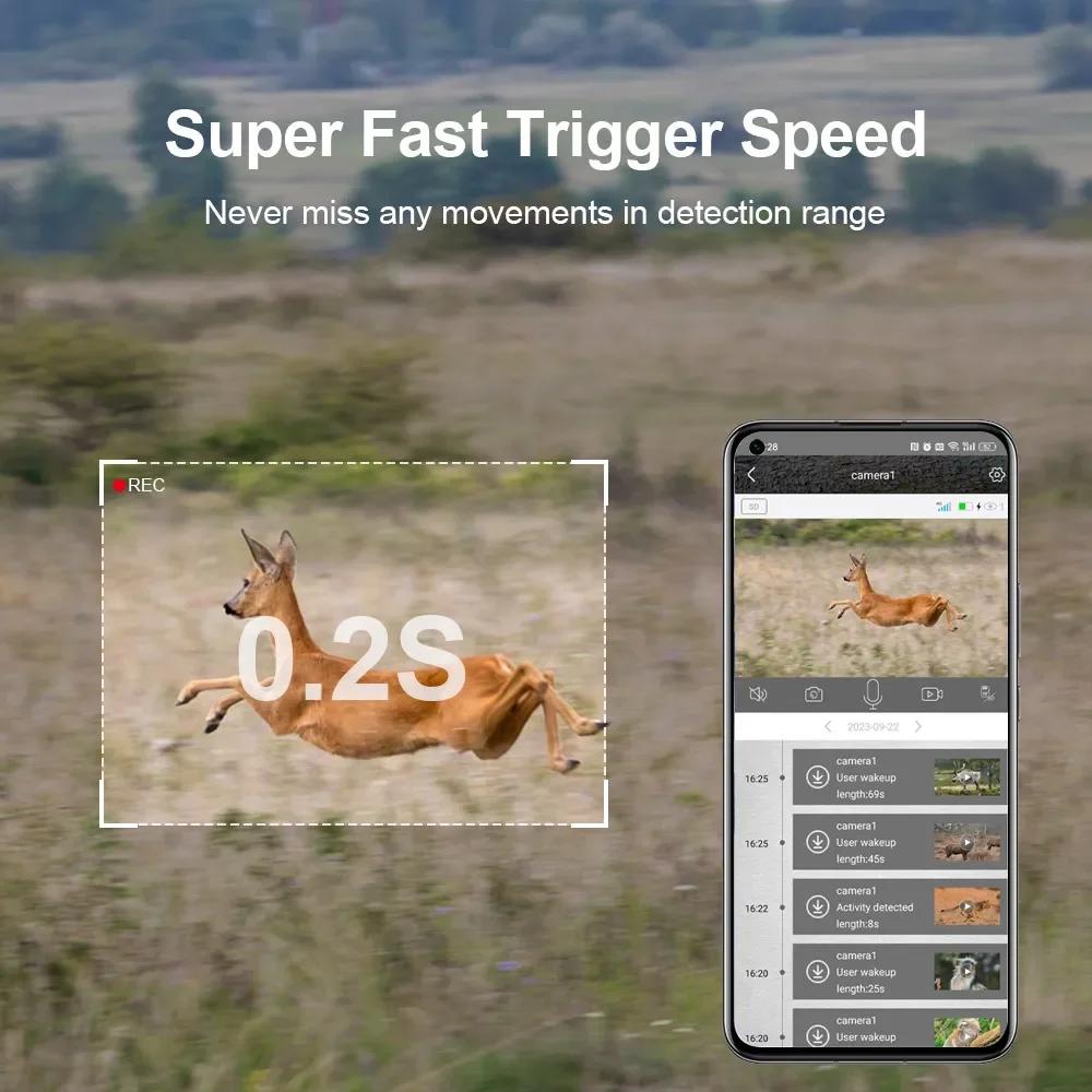 2025 Solar Jagd-Trailkamera 14MP 4G SIM-Karte IP66 Wasserdicht 2-Wege-Gespräch 20M PIR Bewegungserkennung Wildkamera IR Nachtsicht