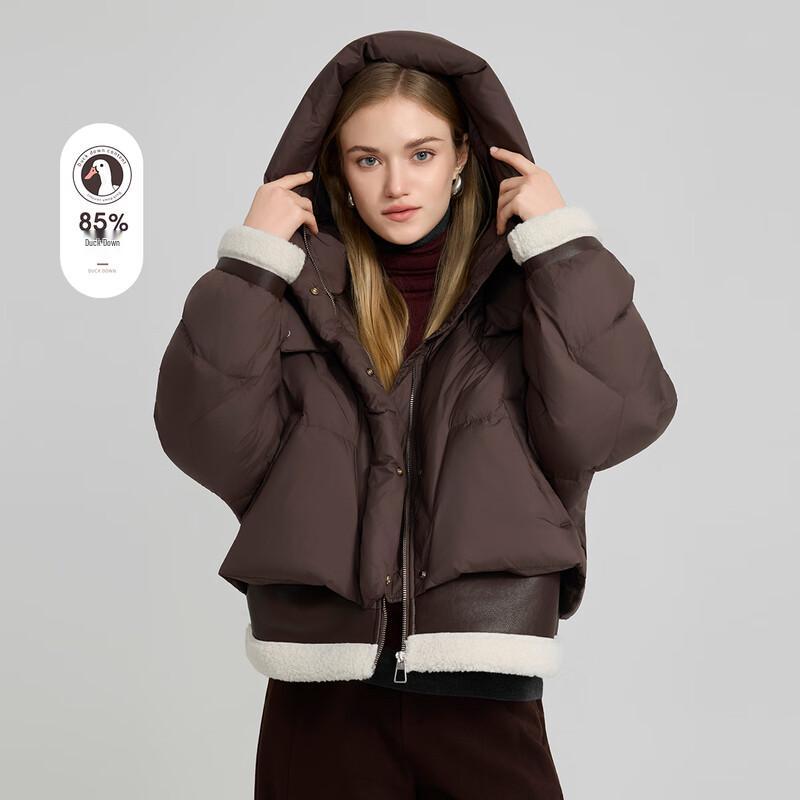 

Shetu Patchwork Hooded Short Down Jacket M