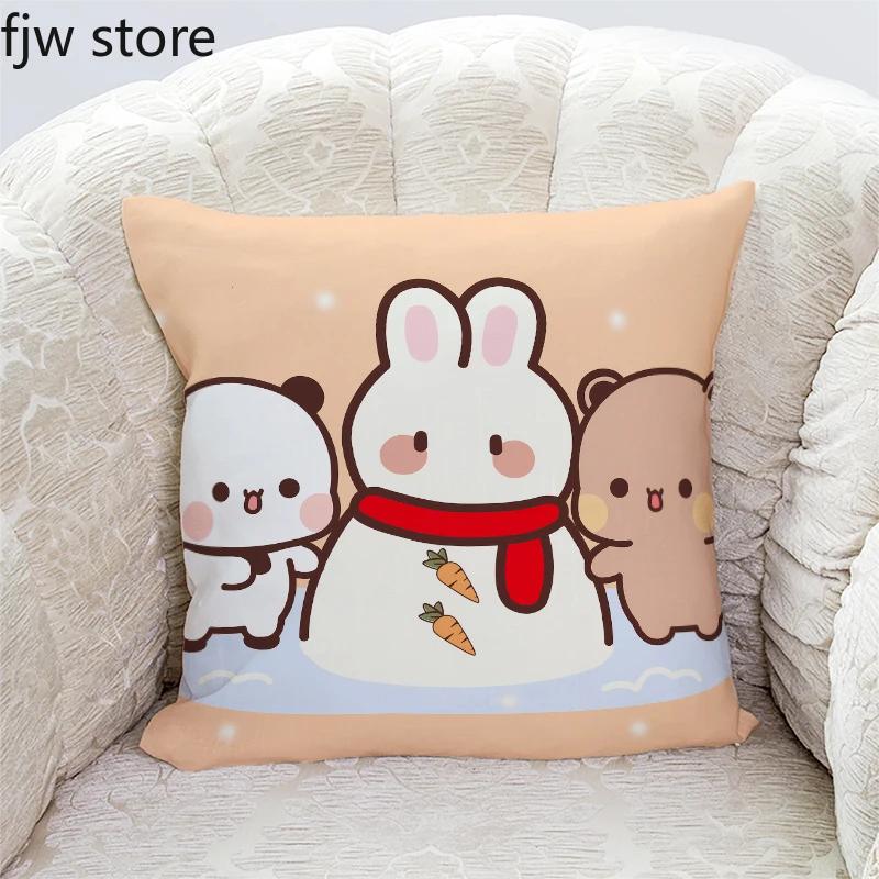 Niedliche Panda Bubu und Dudu Druck Kissenbezüge Heimdeko Kawaii Cartoon Animation Sofakissenbezug Schlafzimmerzimmer Kissenbezüge