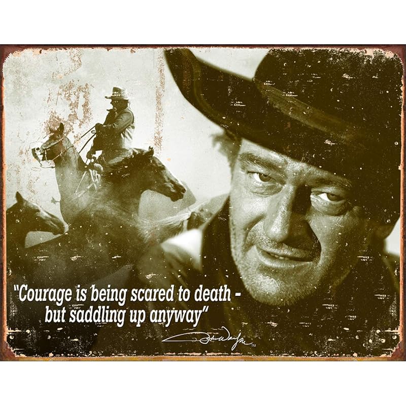 Signs 4 Fun SIGJW9 John Wayne-Courage Metal Tin Sign, Brown