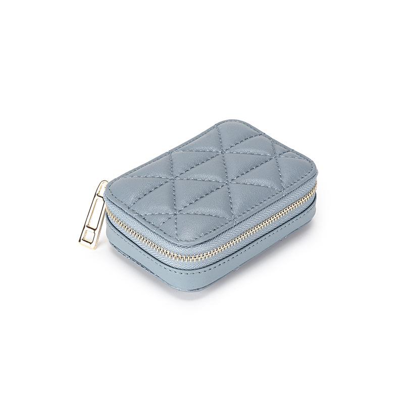 Leather makeup mouth red envelope women's new first-layer cowhide portable mirror cosmetic bag versatile storage small zipper bag