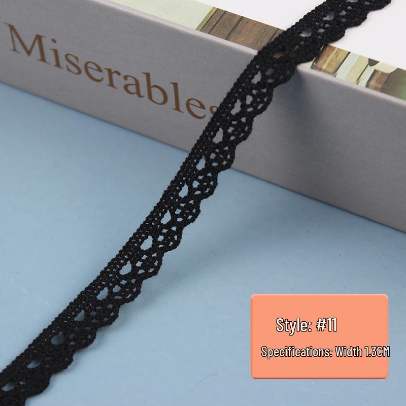 Black Pure Cotton Lace Trim for Clothing and Curtains