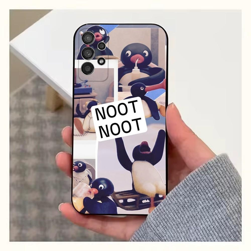 Cartoon Pingu Penguin Phone Case For Samsung S25,S24,S23,S22,S20,S21,S10,Ultra,Plus,Lite,FE,Soft Silicone Black Cover