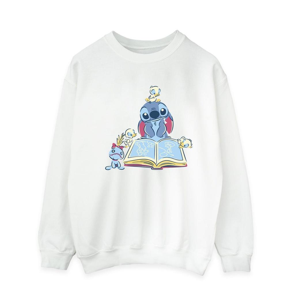 Disney Mens Lilo & Stitch Reading A Book Sweatshirt