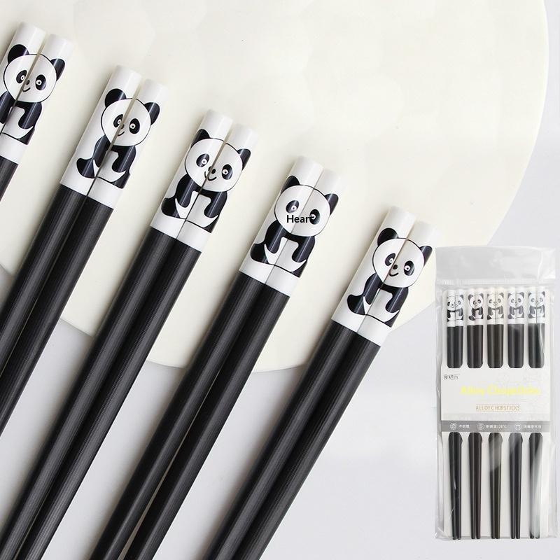 Cartoon Panda Chopstick Set Reusable Children Training NonSlip Sticks for Sushi Noodles Home Dinner Kitchen