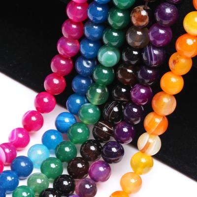 Accessory For Jewelry DIY Stone Stripe Agates Fashion Beads 4/6/8/10/12mm Spacer Beads Mobile Phone Chain 40/30/20/5Pcs Jewelry Making  Beads
