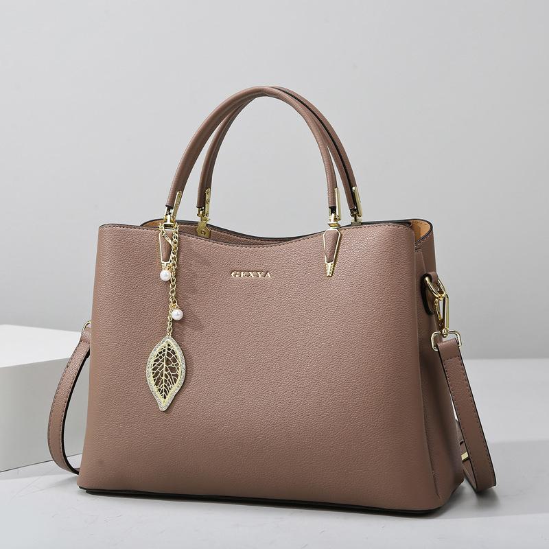 Women's Handbag New Fashionable and Simple Middle-aged Mother Bag, Large Capacity Multi Compartment Soft Leather Commuting Bag