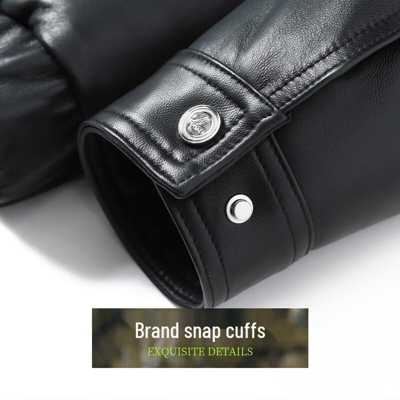 Futian Men's Sheepskin Goose Down Lapel Leather Jacket