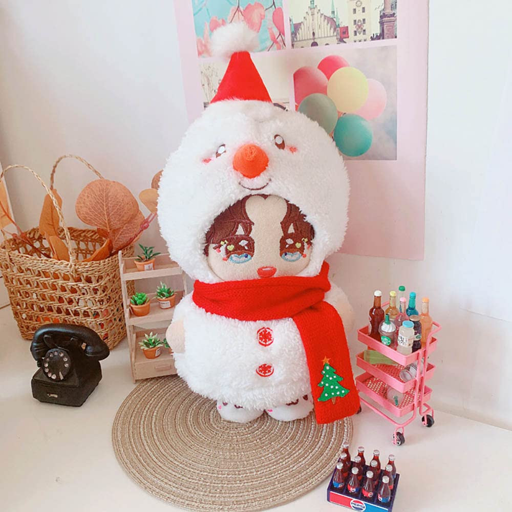 Niannyyhouse Cotton Doll Clothes - 20cm Doll Clothes - Hat + Jacket + Scarf - 3-Piece Set - Christmas Outfit - Dress Up - Christmas Snowman Outfit -