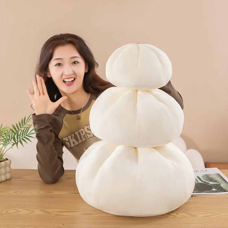 Cartoon Steamed Bun Plush Pillow - Down Cotton Backrest Cushion for Office or Gift