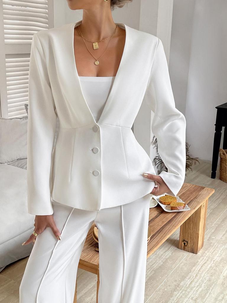 2025 Autumn/Winter European & American Elegant Long-Sleeve Buttoned Women's Suit Jacket
