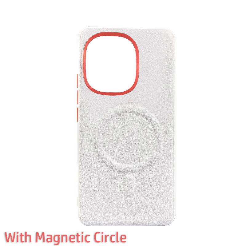 Leather Case For OnePlus 13S 1+ 13T Magsafe Metal Aluminum Alloy Lens Frame Protection Anti-slip Grip Plain Vegan Leather Cover