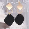 1 Pair Women Dangle Earrings Contrast Color Rhombus Shape Alloy Durable Drop Earrings Lady Accessory