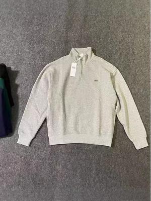 Color Block Embroidered Half-Zip Hoodie - Cotton Style with Stand Collar