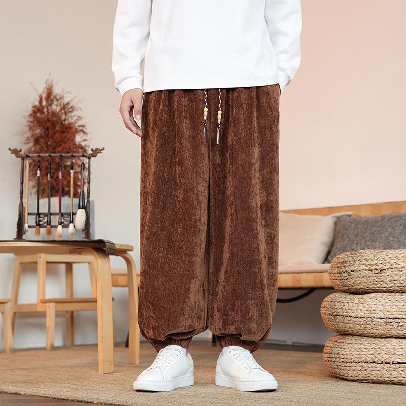 

Повседневные брюки мужские осенние универсальные однотонные большого размера длинные брюки свободные брюки мужские 5XL темно-коричневого