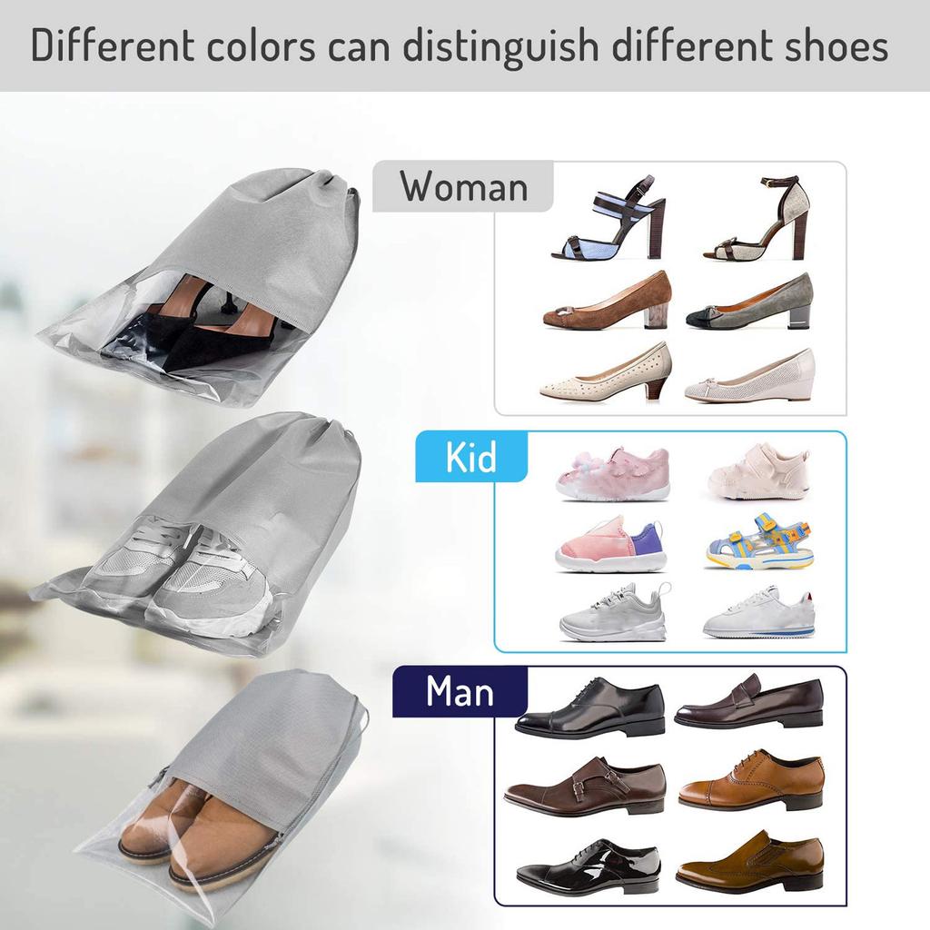 Travel Shoe Bags Large Shoe Storage Bag Portable Drawstring With Clear Window