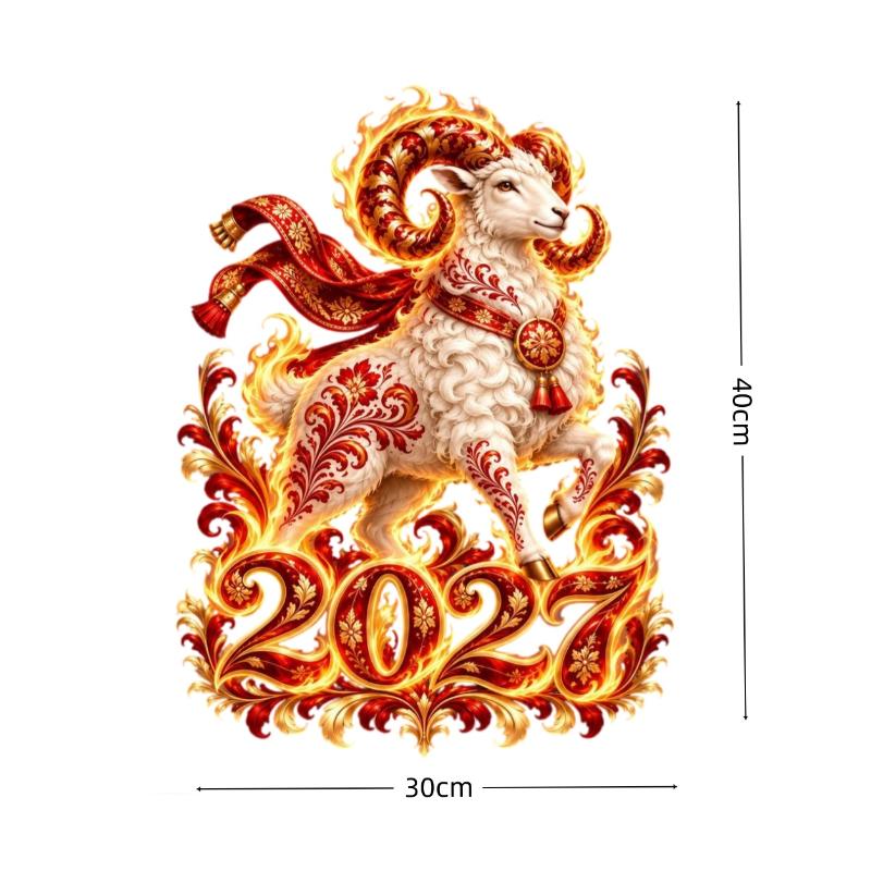 Christmas Sheep Zodiac Wall Stickers Detachable Festival Glass Window Decorations Art Wallpaper For Living Room Home Decor