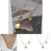 Stunning Gold And Silver Titanium Steel Starfish Shell Pendant Necklace For Women