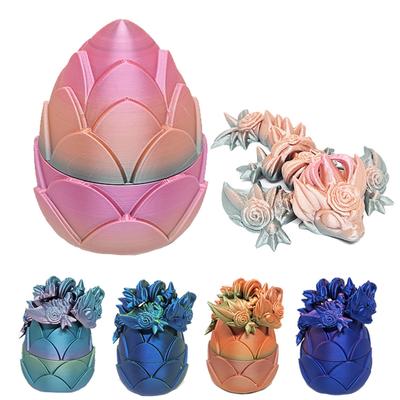 3D Printed Rose Dragon - Articulated Crystal Dragon Egg
