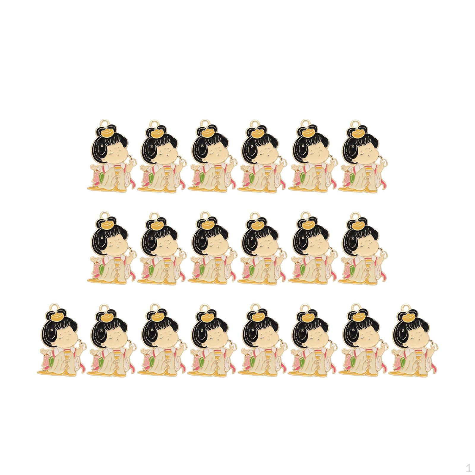 

20x Girl Pendants DIY Charms Handmade for Jewelry Making Keychain Phone Case білий