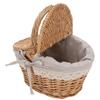 Vocante Picnic Basket with Removable Liner, Empty Picnic Baskets with Lid, Vintage Picnic Basket with Foldable Fabric Handle for Outdoor Picnic Campin