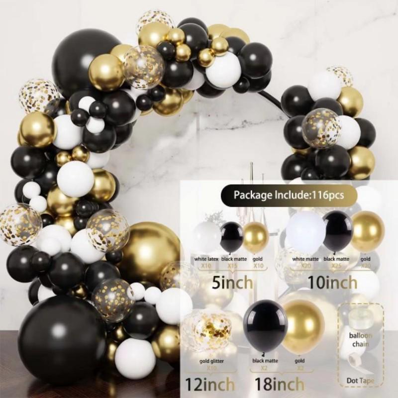 Black Gold Series Balloon Set for Birthday Party Decoration