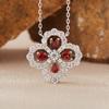 Natural Tanzanite Garnet Aquamarine Diopside Clover Colored Treasure Necklace Women'S S925 Sterling Silver Gem Pendant