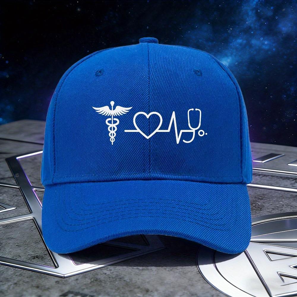Caduceus Heartbeat Stethoscope Nurse Baseball Cap Polyester Adjustable Unisex Casual Hat One Size