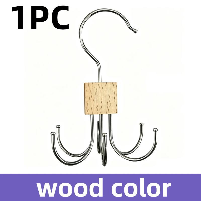 1/2/3PCS 360° Rotating Multi Claw Hanger Hook Wooden Metal Storage Rack Organizer For Belt Scarves Lingerie Ties Handbags Closet