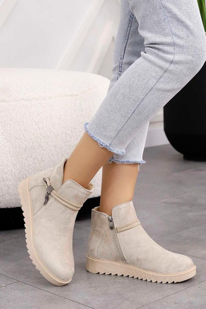 Women Modern Stylish Fashion Dm Zipper Boots Suede