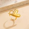 Salircon Minimalism Y2K Smooth Pointed Love Heart Open Rings for Women Stylish Gold Color Irregular Finger Ring Couple Jewelry