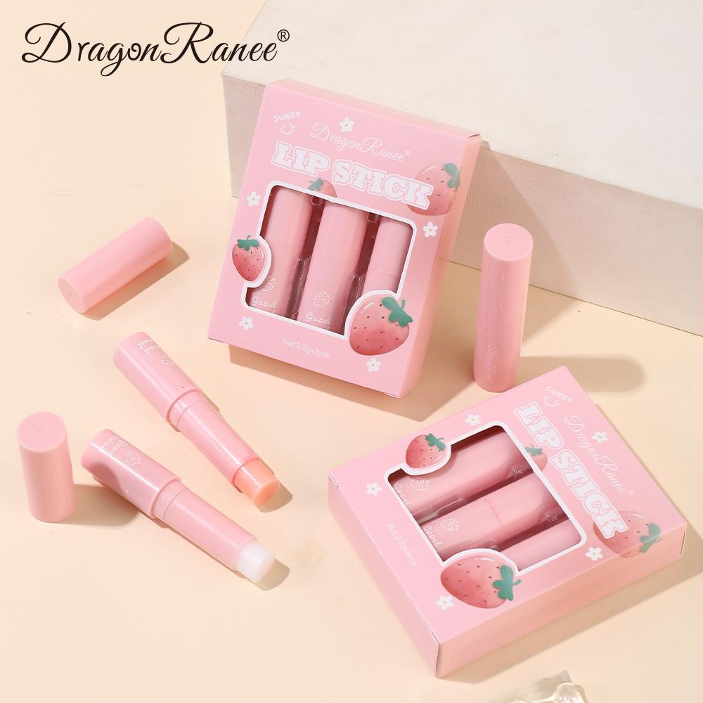 3 Strawberry Lipstick Set, Color-Changing Lipstick, Moisturizing, Long-Lasting Pink, Waterproof Lipstick, Pouty Lipstick Set
