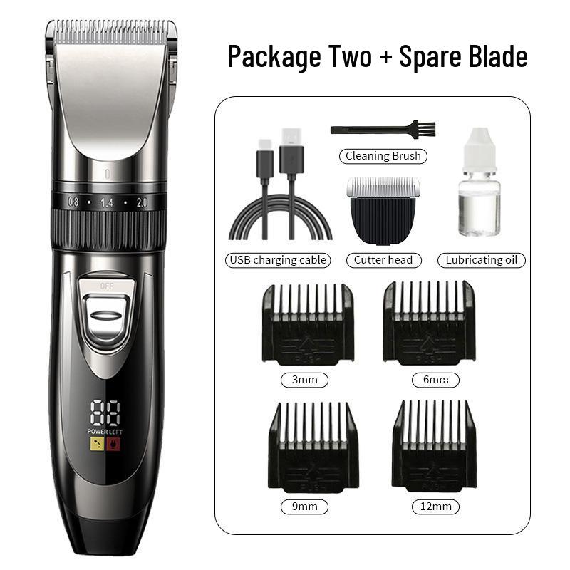 Rechargeable Professional LCD Hair Clipper Set with Digital Display for Salon and Bald Head Shaving