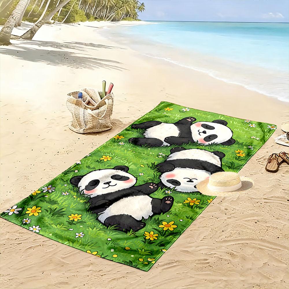 Playful Pandas Frolic Joyfully Print Beach Towel, Quick Drying, Suitable for Travel, Outdoor Sports, Jogging, the Beach and Swimming, Gift