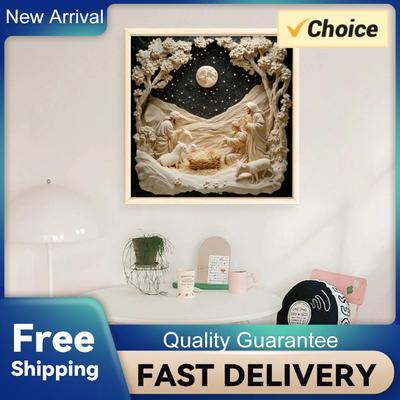 Jesus Full 14CT DIY Counted Embroidery Needlepoint Starter Kits for Adults Home Decor Cross Stitch Art and Crafts Kits 40x40cm