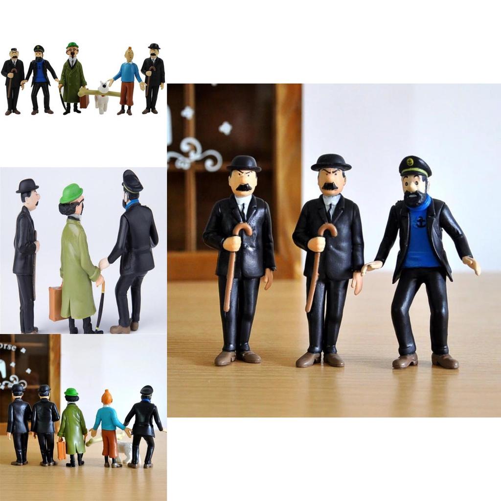 Colorful 6pcs The Adventures Of Tintin Action Figure Set For Kids Gift And Play