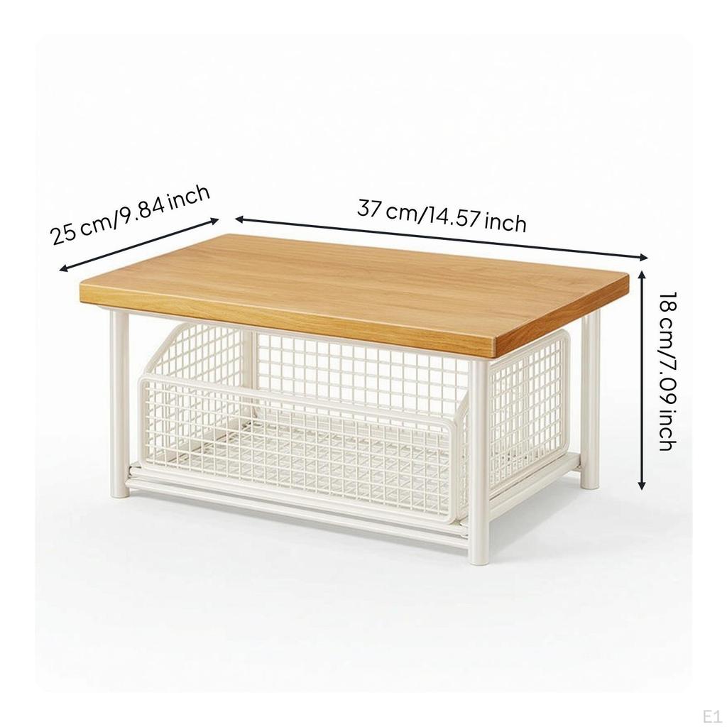 Countertop Organizer with Wire Basket Pull-out Coffee Station Compact
