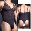 Men's Sexy Bodysuit Mesh Lace Crossdressing Sissy Lingerie Smooth Ultra-Thin See Through Elastic Gays Underwear Tights
