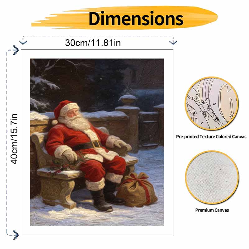 Christmas Santa Claus Sleeping On Bench Digital Oil Painting Art Kit Hand Painting Home Decoration Painting
