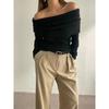 Fashion Style Off Shoulder Elegant Silm Chest Wrap Knitting Sweater Off Shoulder Knitted Sweater
