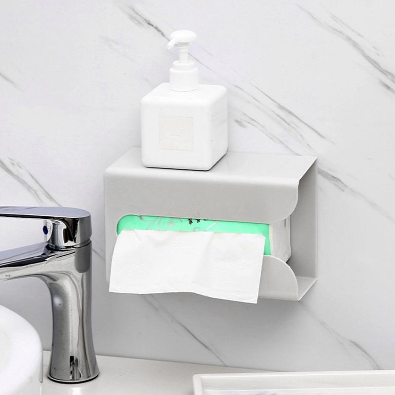 Multipurpose Tissue Box Rectangular Tissue Storage Box Bathroom Wall Mounted Toilet Paper Case Desktop Napkin Box Bathroom Box