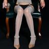 Qinghe Sexy Suspender Socks Integrated Oil Shiny Stockings Lace 8D Oil Shine Stockings Hollow Women's Large Size Black Silk